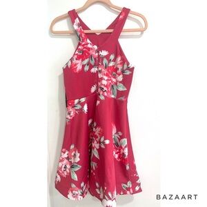 Sequin Hearts Pink Floral Fit & Flare Mini Dress Junior  NWT Sz:7